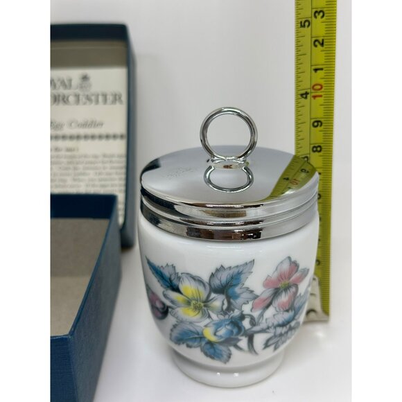 VTG Royal Worcester Egg Coddler Porcelain Floral Design Lid Original Box - Picture 1 of 6